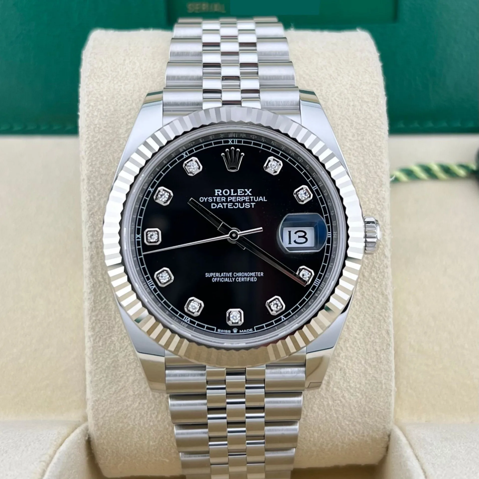 2022 Rolex Datejust 41 Fluted / Black / Diamond-Set / Jubilee 126334-0012 Listing Image