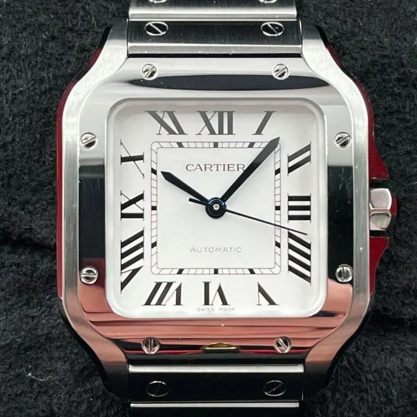 2024 Cartier Santos de Cartier Medium Steel / Silvered / Roman / Bracelet WSSA0029