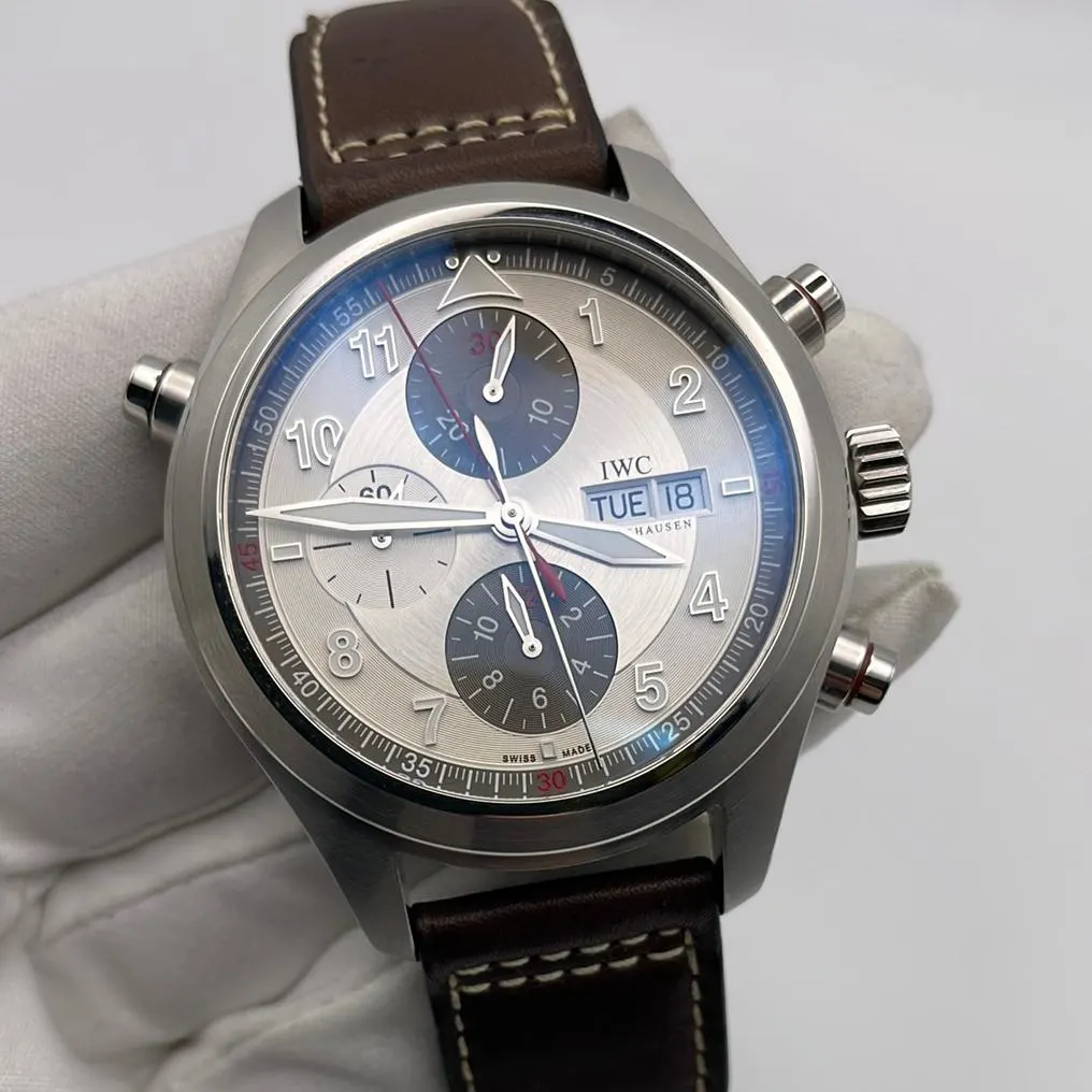 IWC Pilot's Watch Spitfire Double Chronograph Steel / Panda / Strap IW3718-06 Listing Image 1