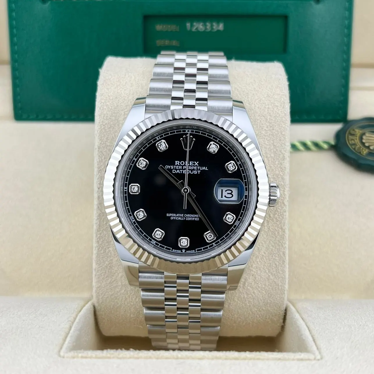 2022 Rolex Datejust 41 Fluted / Black / Diamond-Set / Jubilee 126334-0012 Listing Image 2