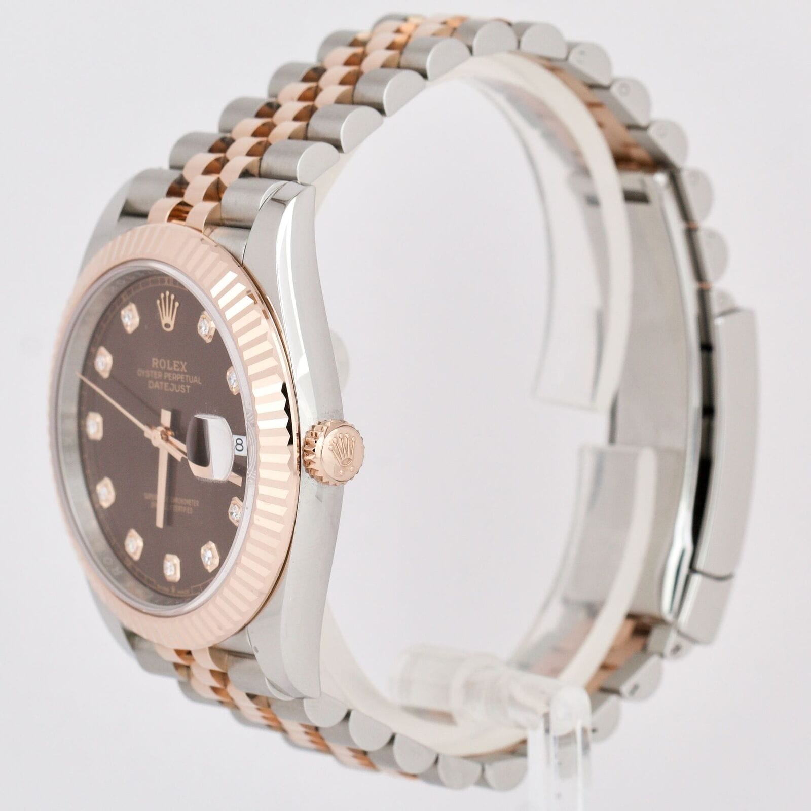 Rolex Oyster Perpetual Datejust 41 Watch, Chocolate set with diamonds,  Fluted bezel, Two-tone Jubilee bracelet 126331-0004