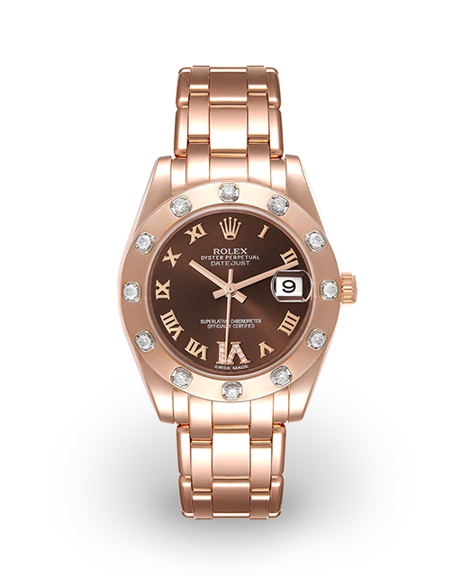 Rolex Datejust Pearlmaster 34 Rose Gold / Diamond-Set / Chocolate / Bracelet 81315  Model Image