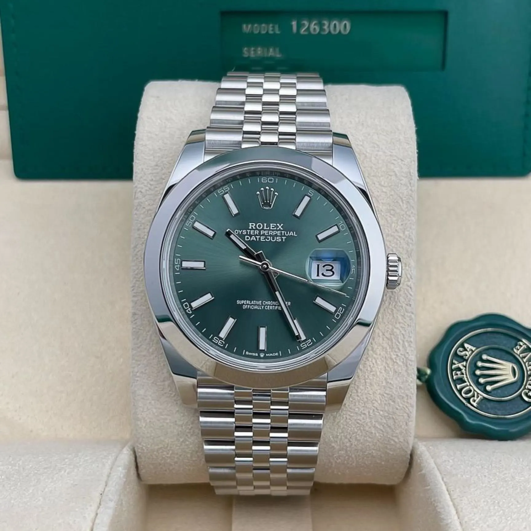 2025 Rolex Datejust 41 Smooth / Mint Green / Jubilee 126300-0020 Listing Image