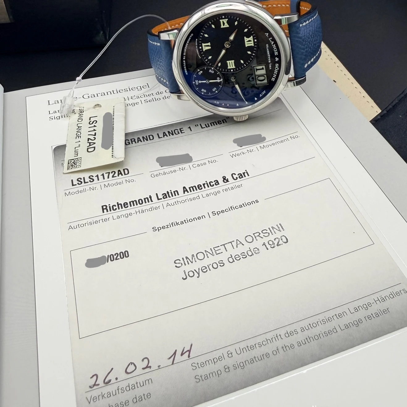 Auction: 2014 A. Lange & Söhne Grand Lange 1 Lumen 41 Platinum