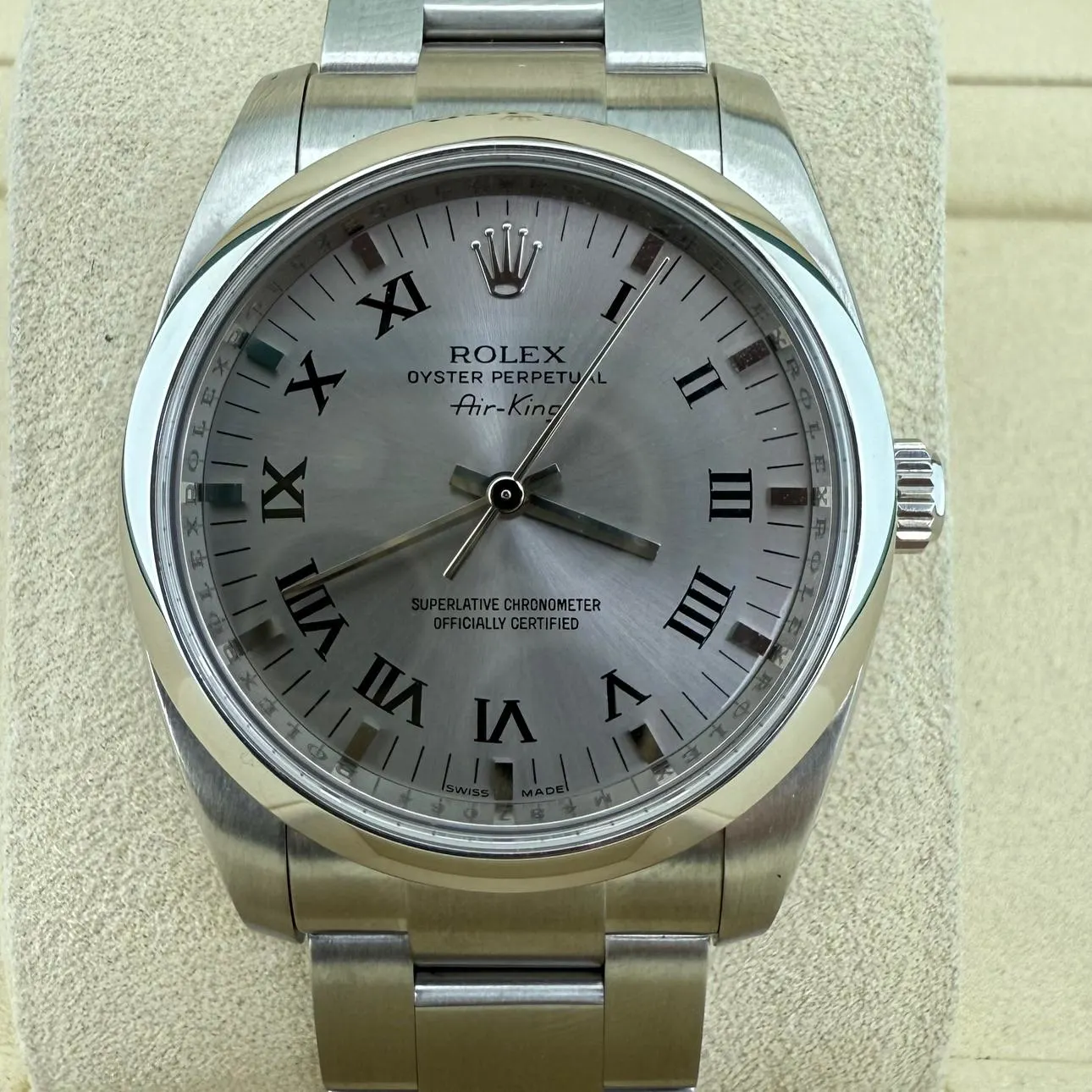 2007 Rolex Oyster Perpetual Air King 34 / Silver / Roman 114200