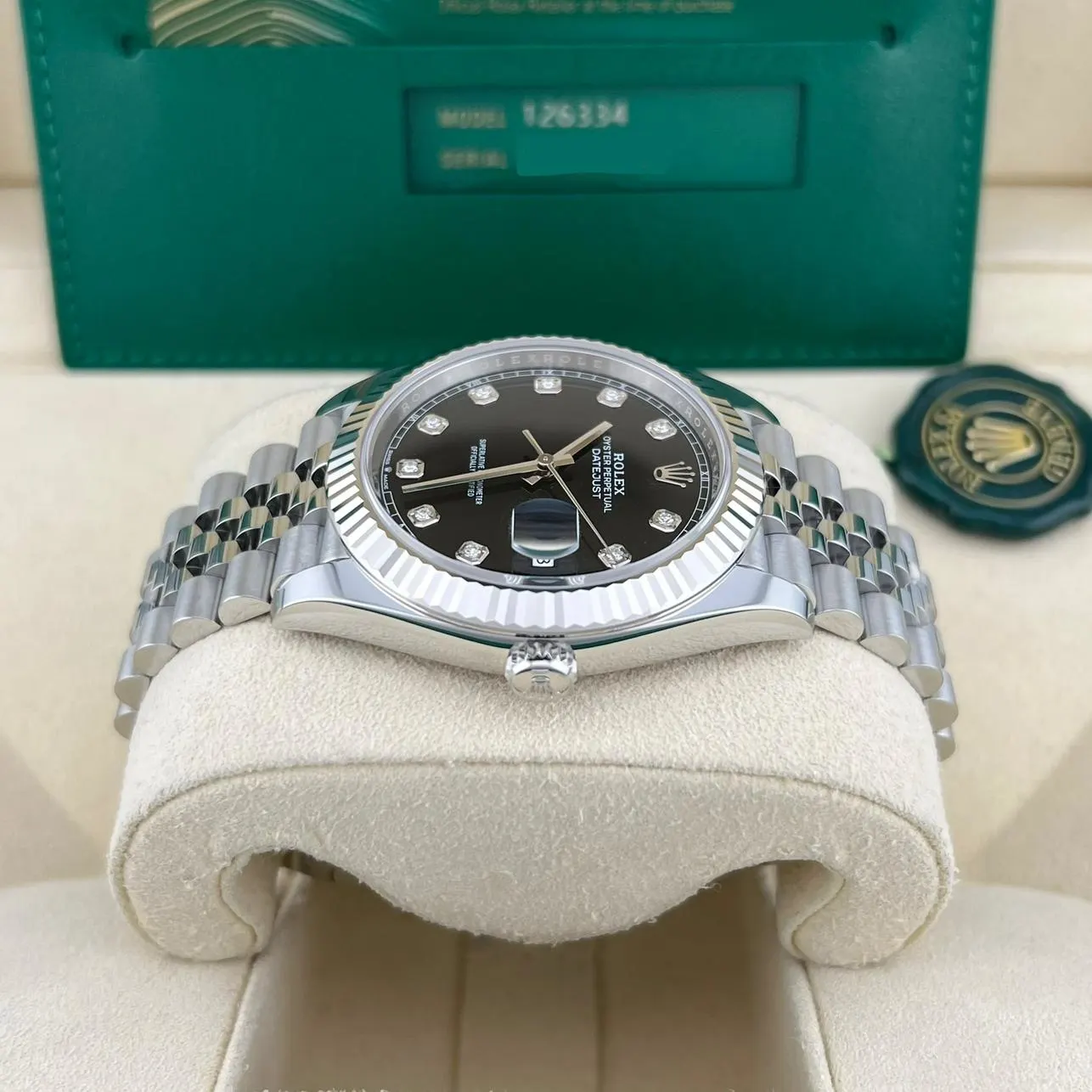2022 Rolex Datejust 41 Fluted / Black / Diamond-Set / Jubilee 126334-0012 Listing Image 3