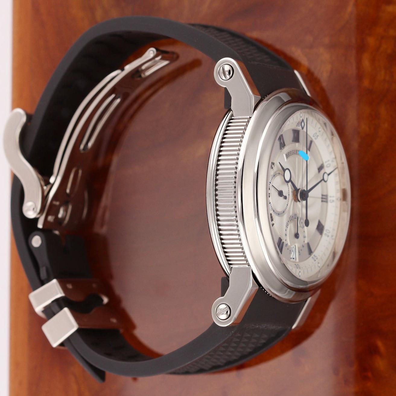 Breguet Marine Chronograph White Gold Silver Rubber 5827BB/12