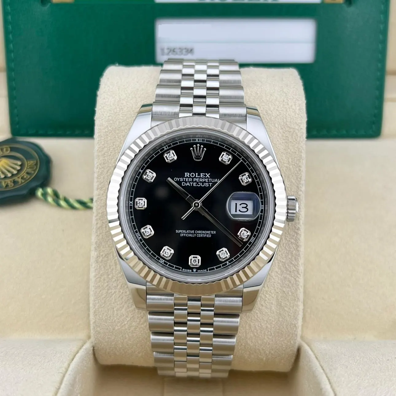 2019 Rolex Datejust 41 Fluted / Black / Diamond-Set / Jubilee 126334-0012 Listing Image 2