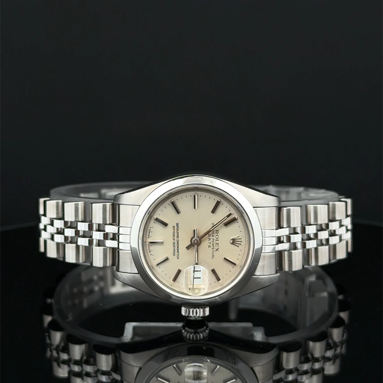 1995 Rolex Oyster Perpetual Date 26 Steel / Smooth / Silvered / Jubilee 69160