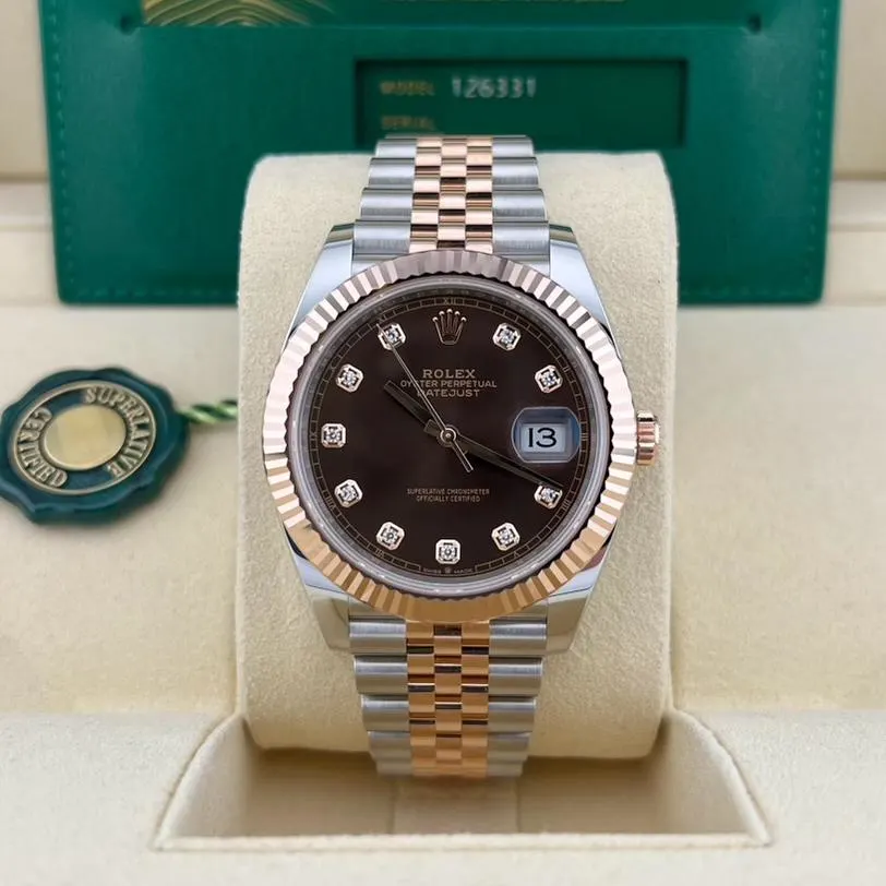 2023 Rolex Datejust 41 Two-Tone / Fluted / Chocolate / Diamond-Set / Jubilee 126331-0004 Listing Image 3