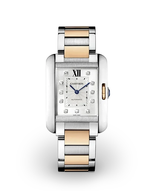 Cartier Tank Anglaise Two-Tone Mid-Size / Silvered / Diamond-Set WT100025  Model Image