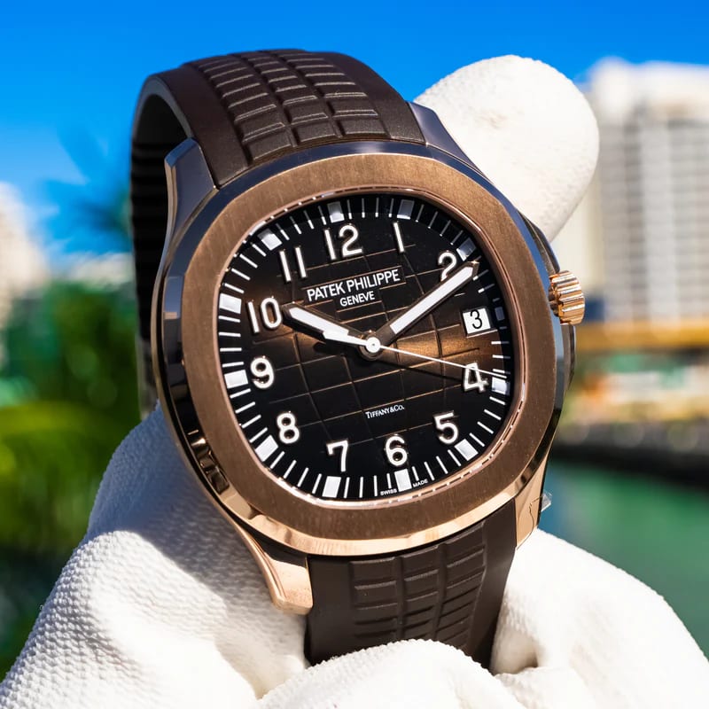 Patek Philippe Aquanaut Tiffany Co Rose Gold Brown 5167R-001