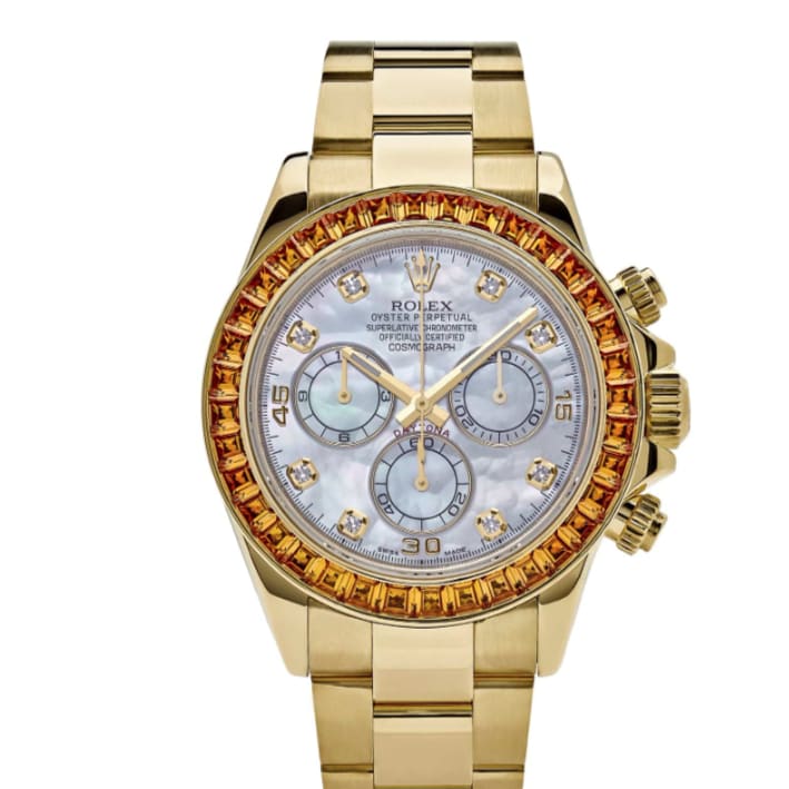 Rolex Daytona Yellow Gold Gem-Set MOP Diamond-Set Oyster