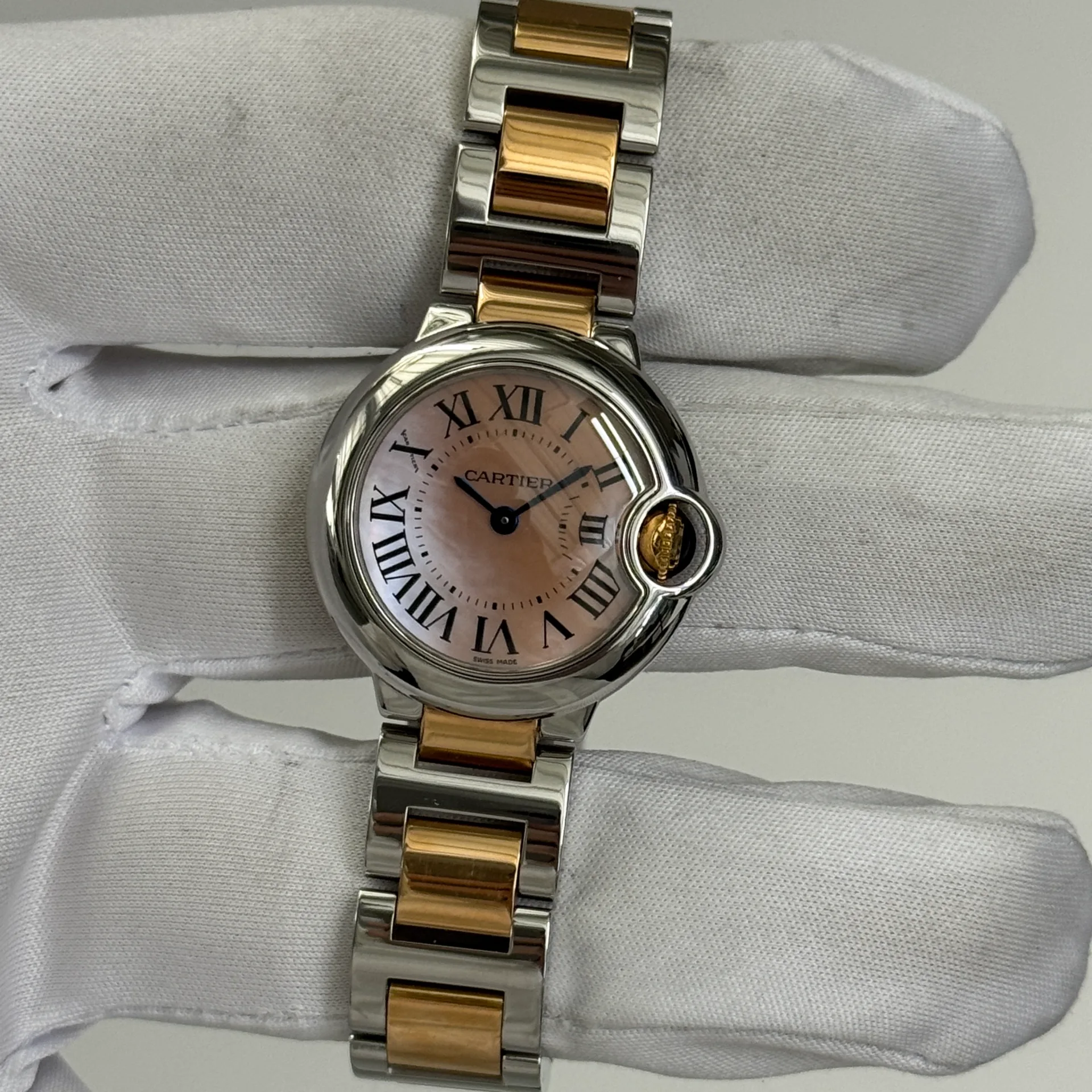 Cartier Ballon Bleu de Cartier 28 Two-Tone / Pink MOP / Roman / Bracelet W6920034