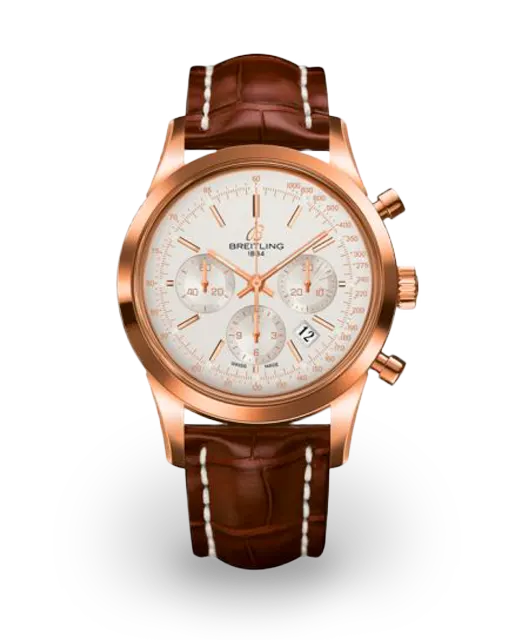 Breitling Transocean Chronograph Red Gold / Silver / Croco RB015212.G738.737P  Model Image