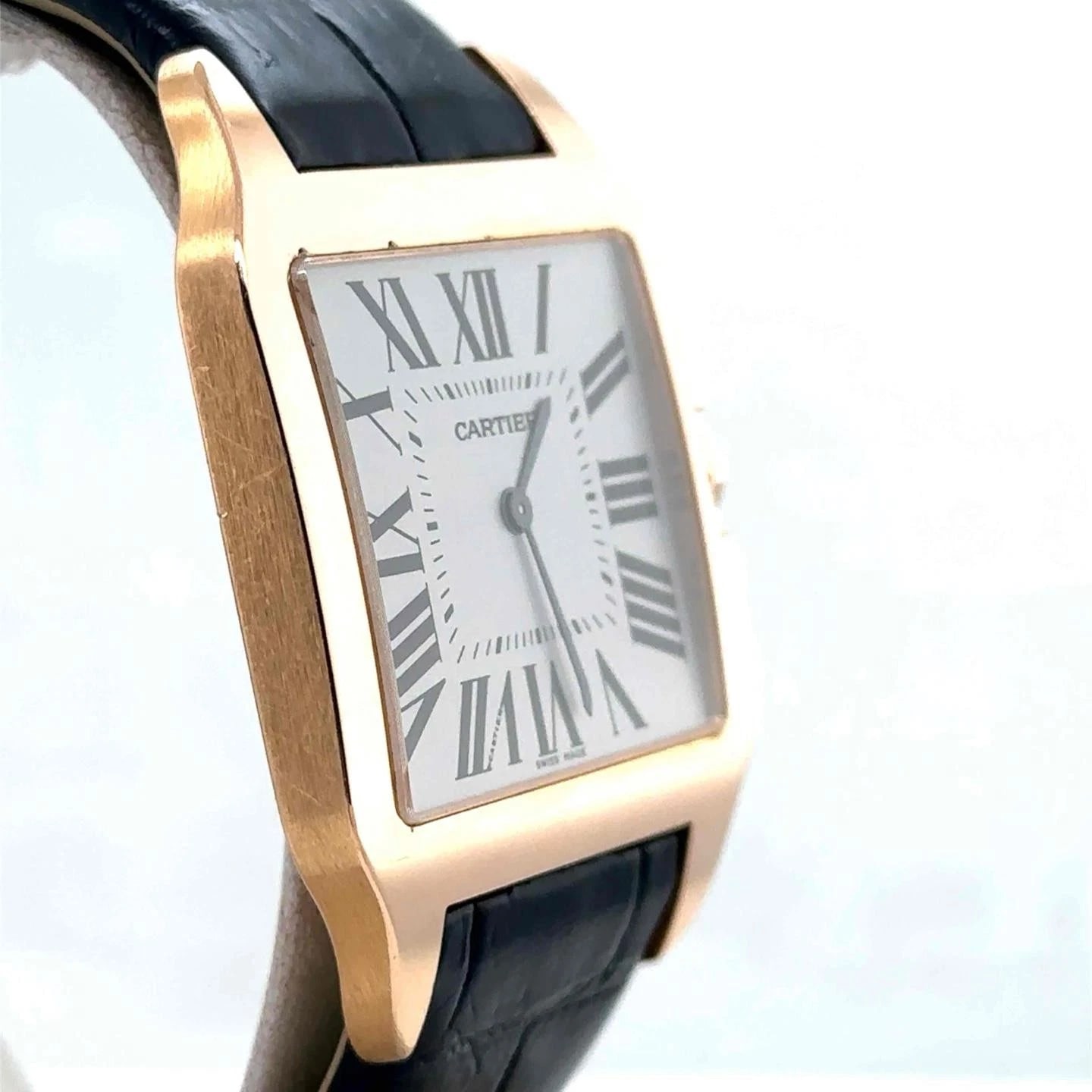 Cartier Santos-Dumont Large Rose Gold Gray Roman Strap