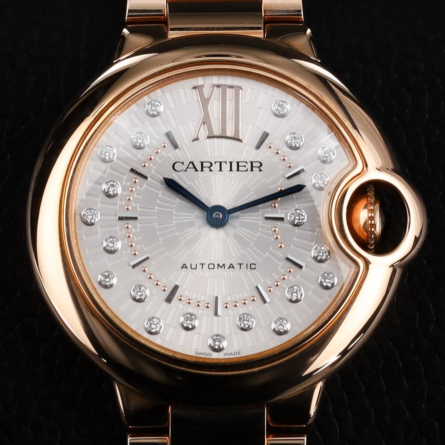 2023 Cartier Ballon Bleu de Cartier 33 Rose Gold / Silvered / Diamond-Set / Bracelet WGBB0054