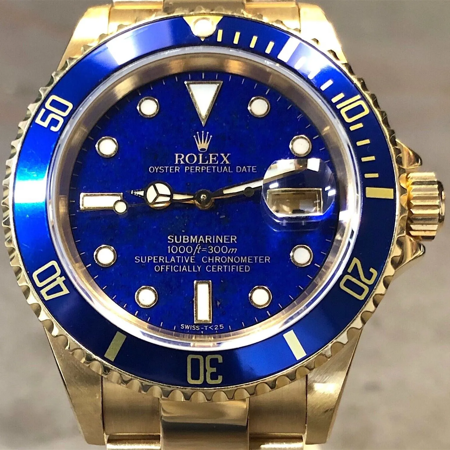 1991 Rolex Rolex Submariner Date Lapis Lazuli Tritium 16618