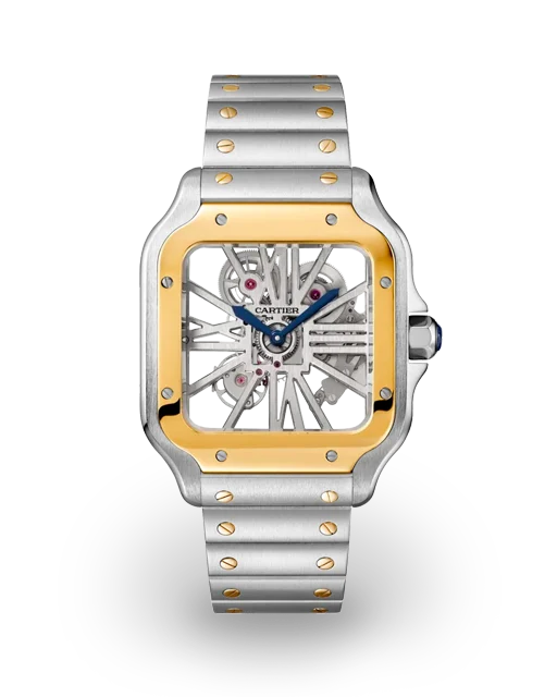 Cartier Santos de Cartier Skeleton Horloge Large Two-Tone / Skeletonized / Roman / Bracelet WHSA0019   Model Image