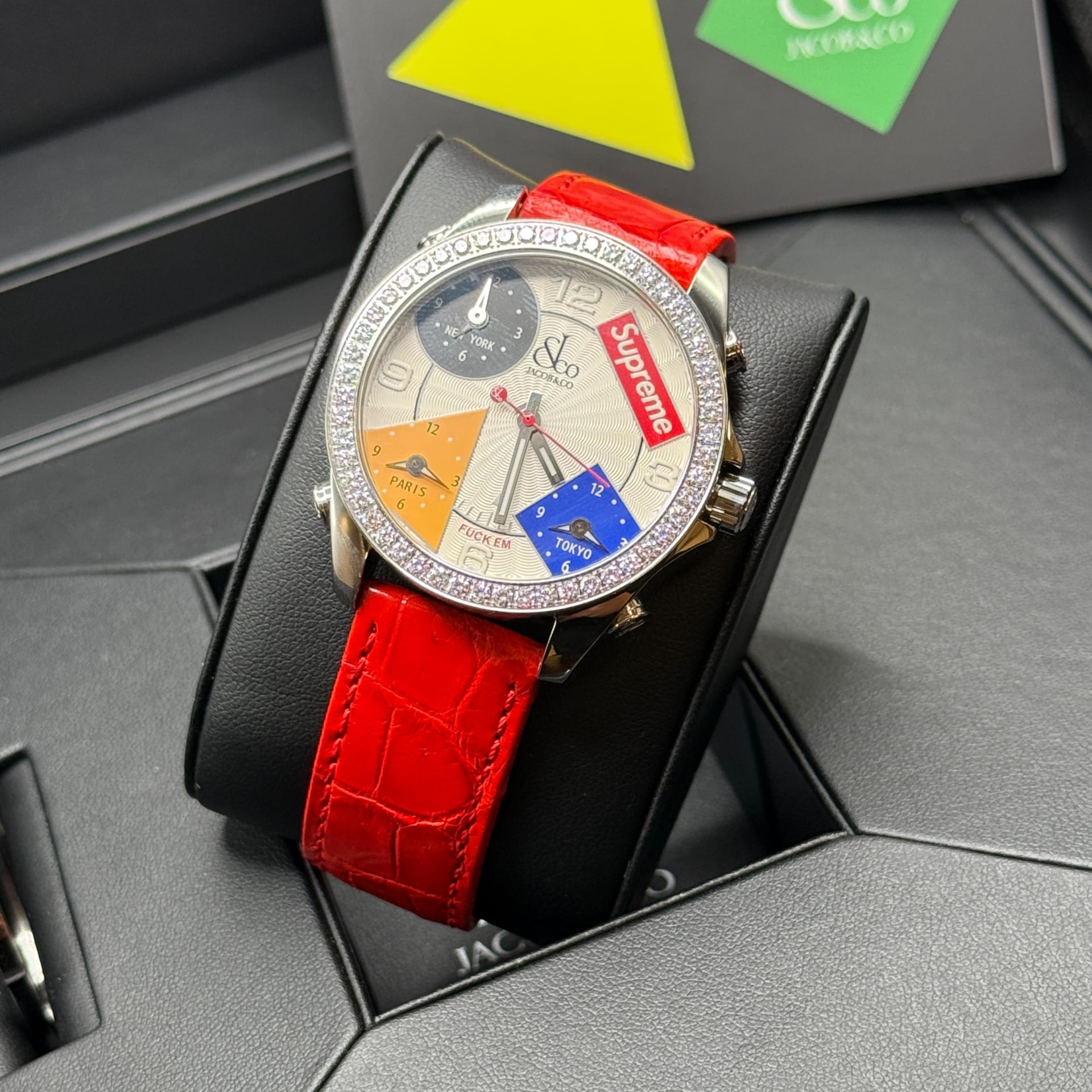 WATCHCOLLECTOR専用 Jacob & Co Supreme 4 Time Zone Quartz 47 Steel / Diamond-Set