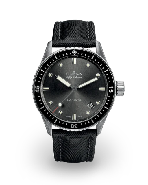 Blancpain Fifty Fathoms Bathyscaphe Stainless Steel / Grey / Black Canvas 5000-1110-B52A  Model Image