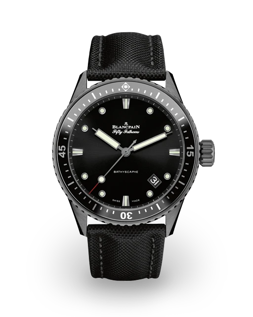 Blancpain Fifty Fathoms Bathyscaphe Ceramic / Black / Canvas 5000-0130-B52A  Model Image