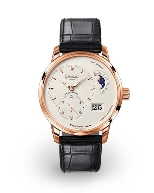 Glashütte Original PanoMatic Lunar 40 Rose Gold / Silvered / Strap 1-90-02-45-35-01  Model Image