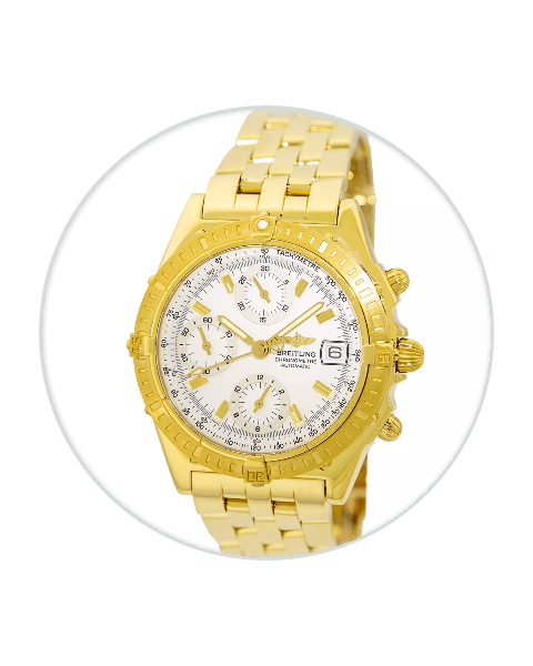 Breitling Chronomat Chronograph 39 Yellow Gold White Bracelet