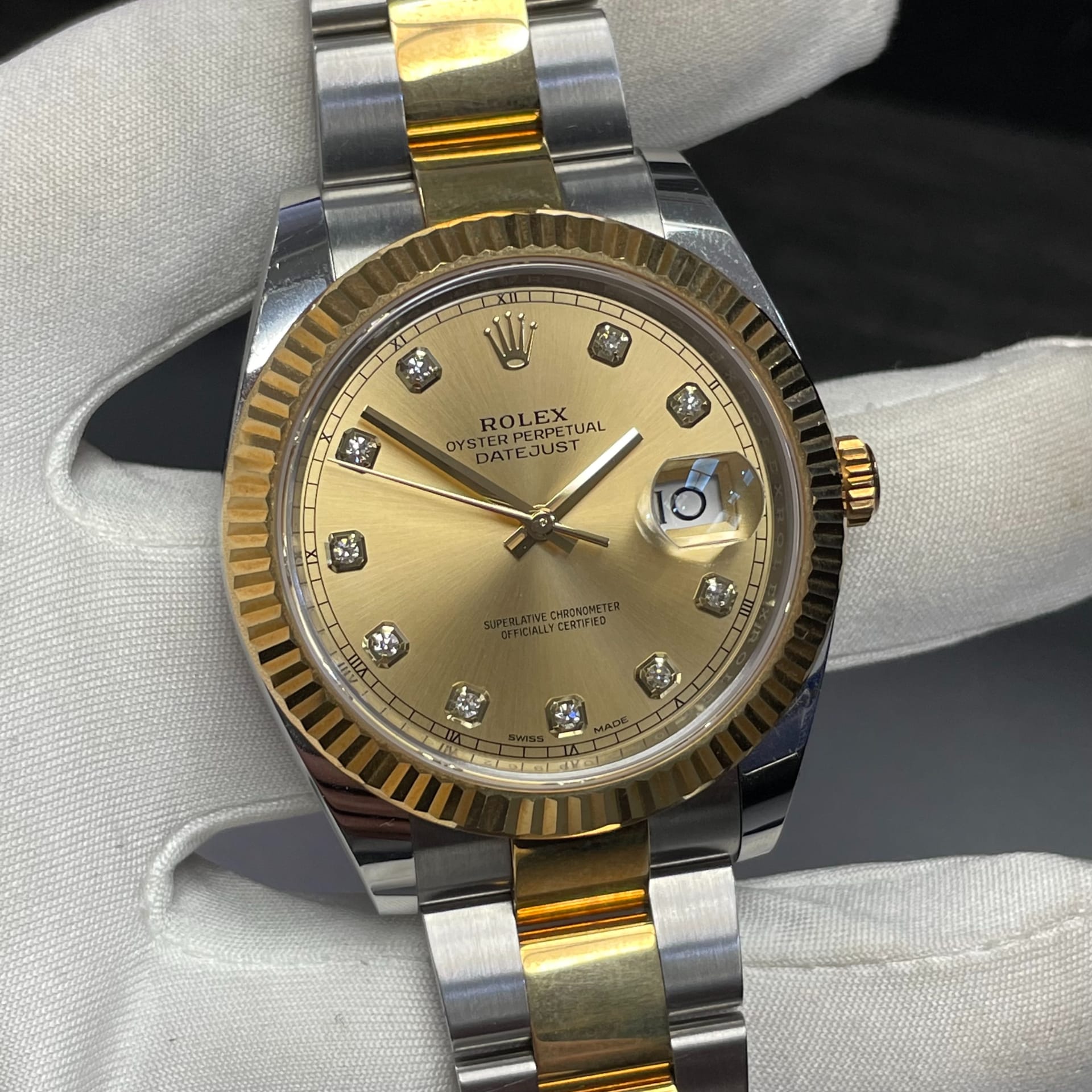 Rolex Datejust 41 Two-Tone / Fluted / Champagne / Diamond-Set / Oyster ...