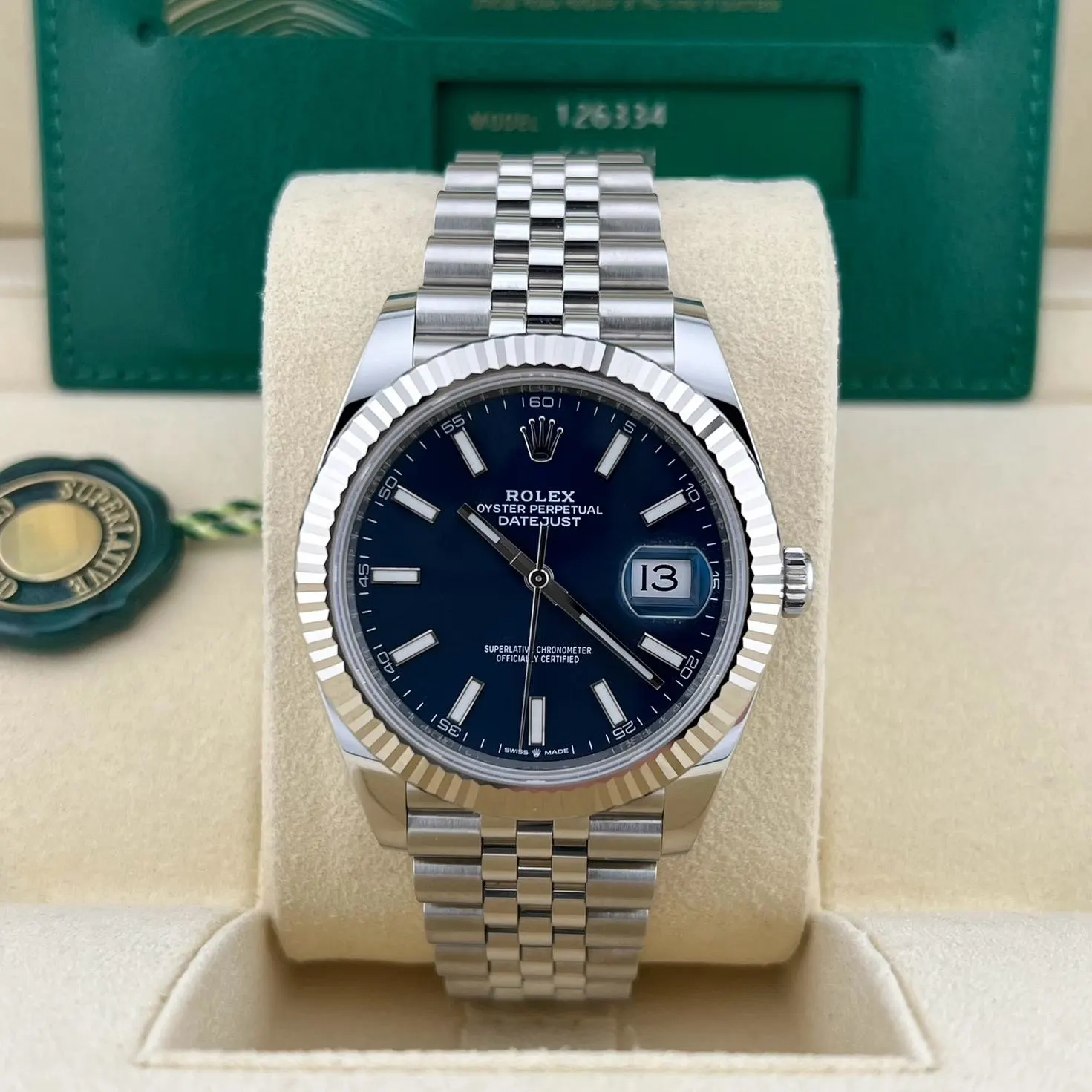 2024 Rolex Datejust 41 Fluted Blue Jubilee 126334-0002 Watch