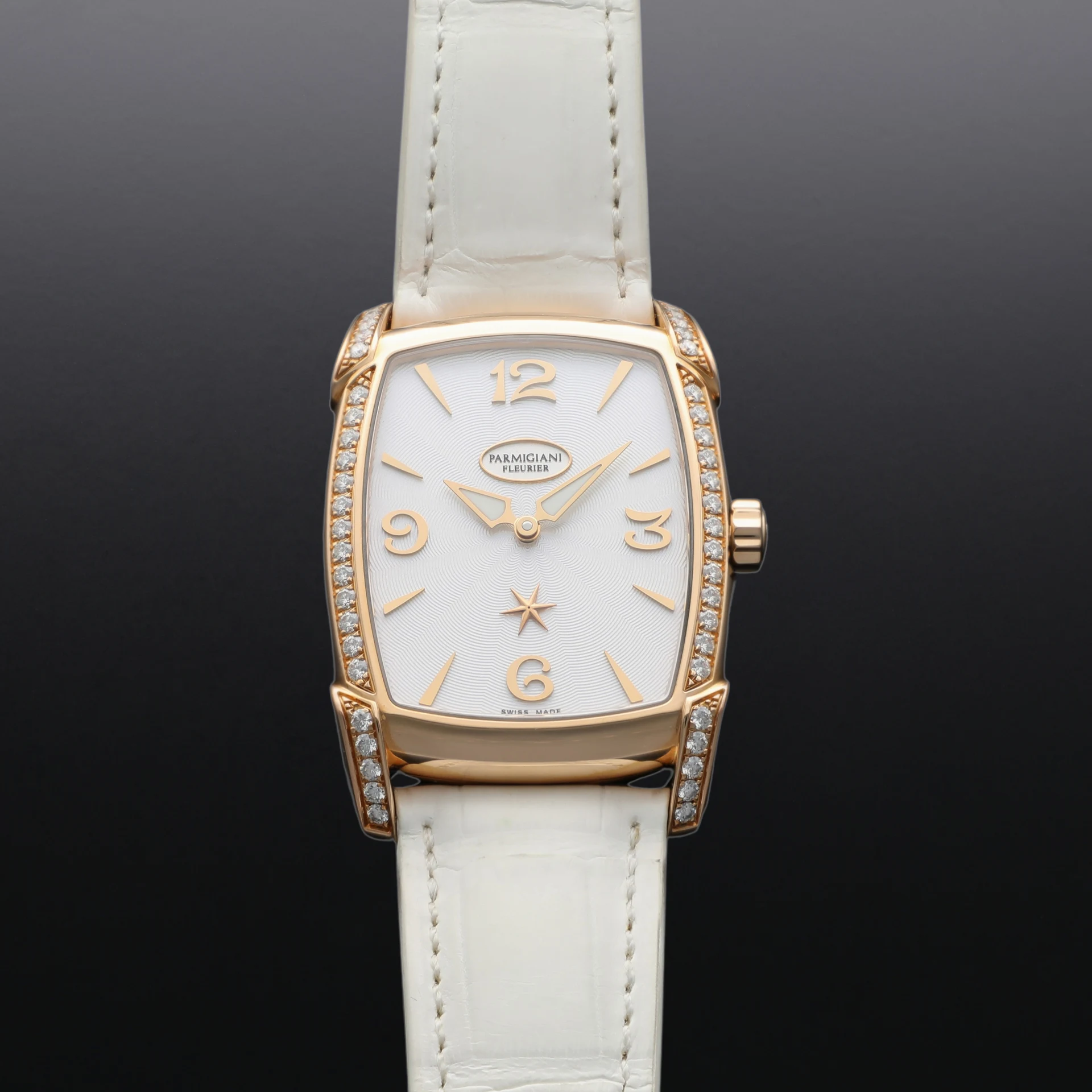 2025 Parmigiani Fleurier Kalparisma Nova Rose Gold / Diamond-Set / Ivory / Arabic / Strap PFC125-1020700-HA2421