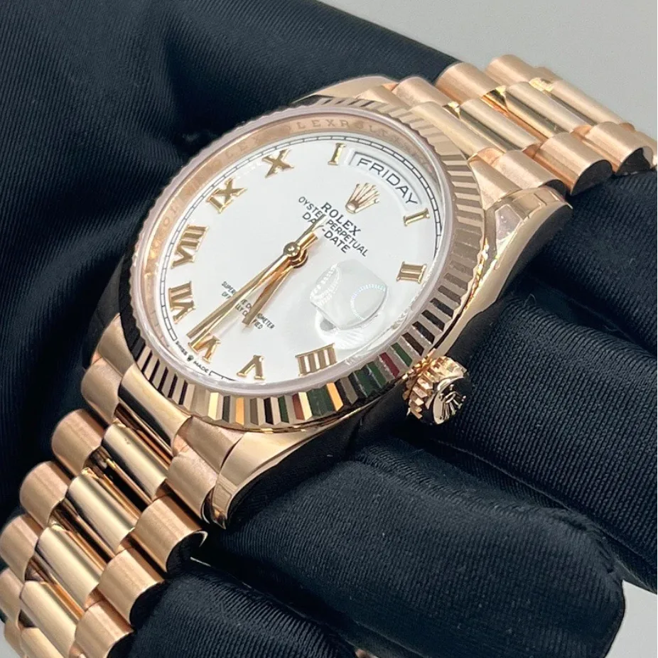 2022 Rolex Day-Date 36 Rose Gold / Fluted / White / Roman / President 128235-0052 Listing Image 2