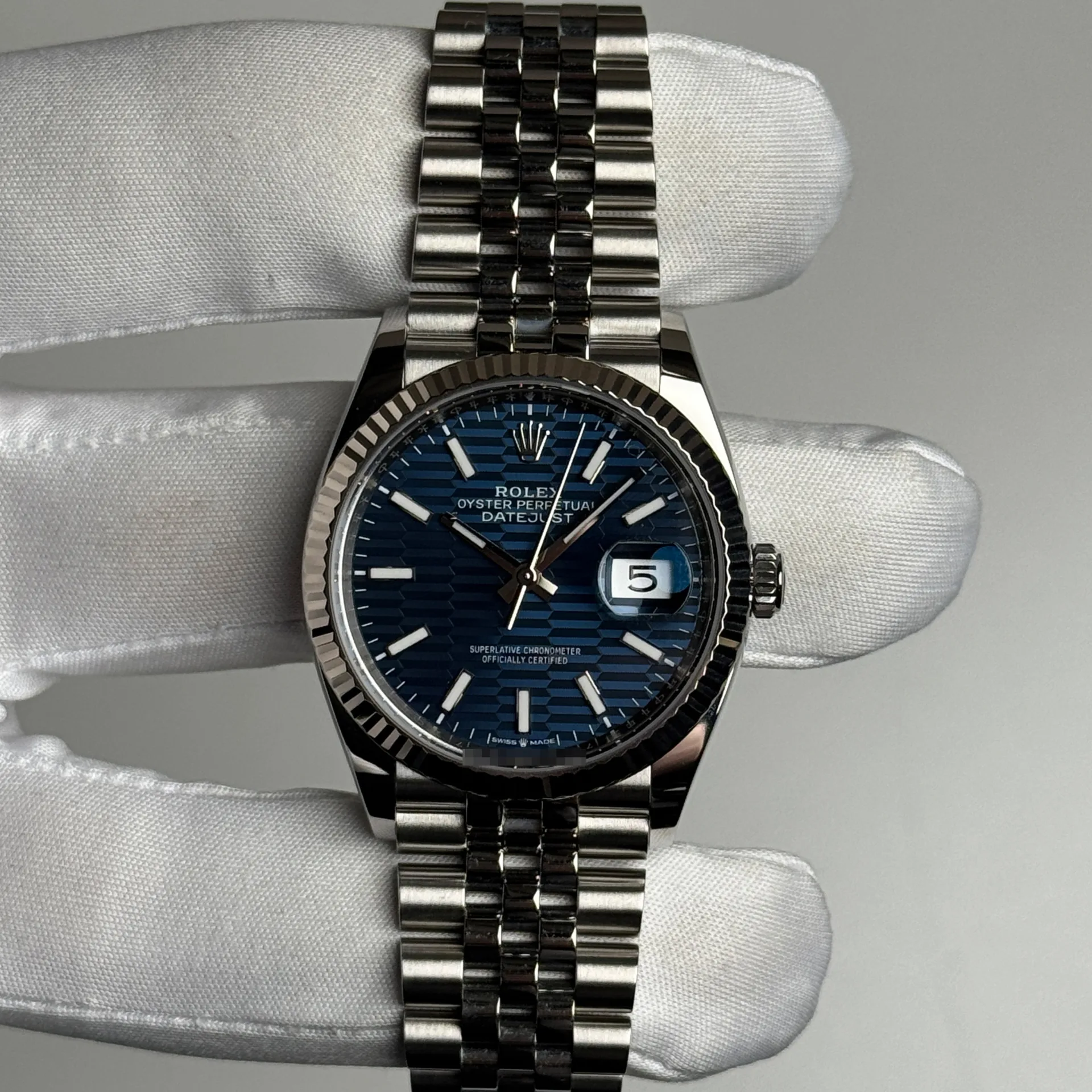 2022 Rolex Datejust 36 Steel / Fluted / Blue Fluted-Motif / Jubilee 126234-0049