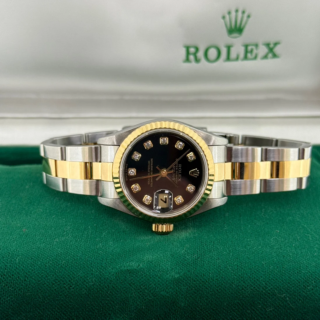 2002 Rolex Datejust 26 Two-Tone / Fluted / Black / Diamond-Set / Oyster 79173