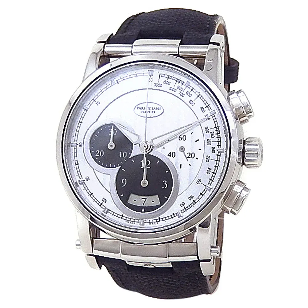 2015 Parmigiani Fleurier Transforma Chronograph 43 Steel / Silvered/Black / Arabic / Strap PFC228-0000100-XA1432-000000E