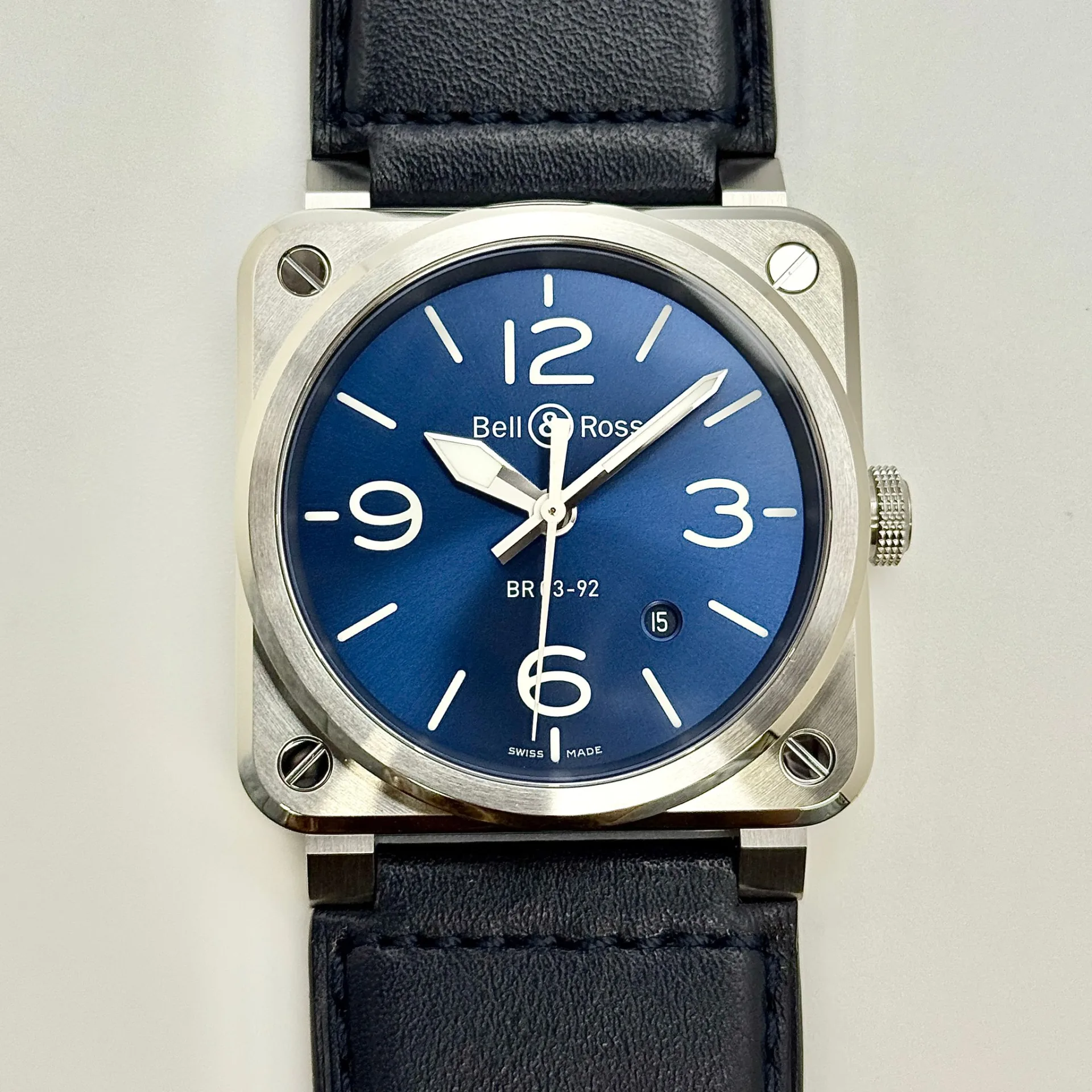 Bell & Ross BR 03-92 Steel / Blue / Arabic / Strap BR0392-BLU-ST/SCA
