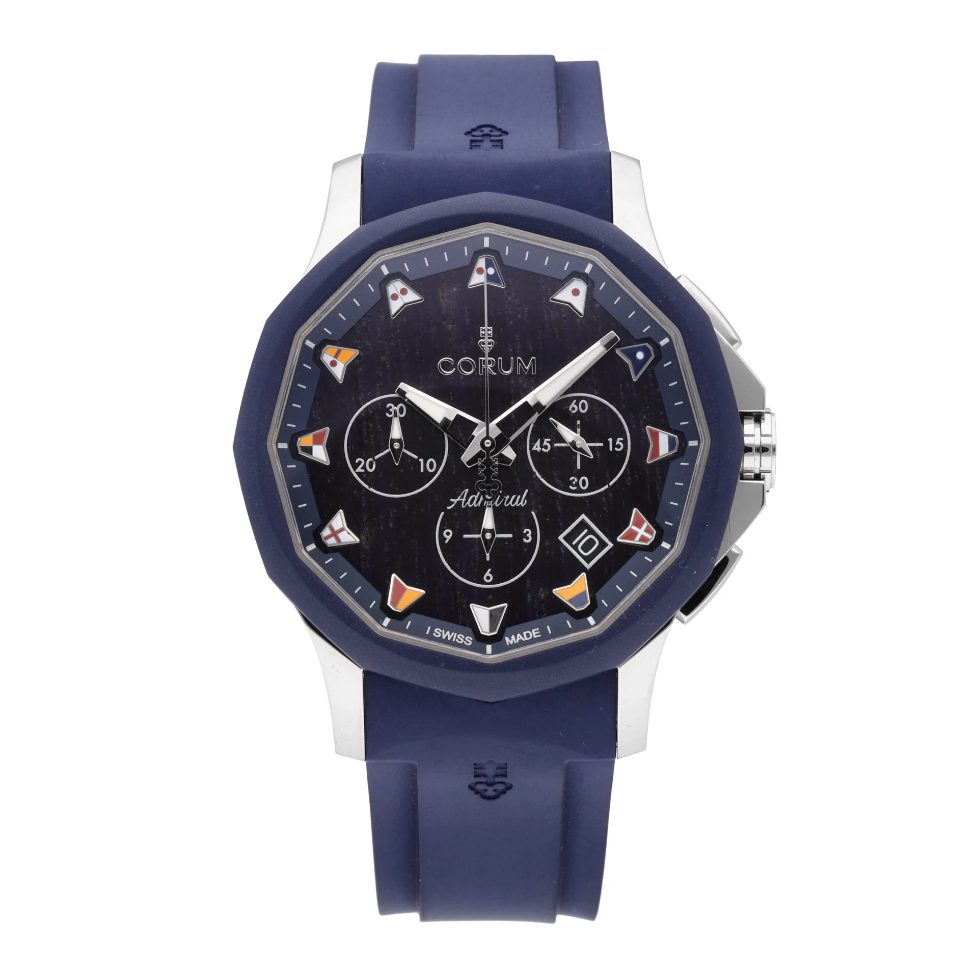 Corum Admiral's Cup Legend Chronograph 42 Steel / Blue / Rubber 984.113.22/F373 WB12
