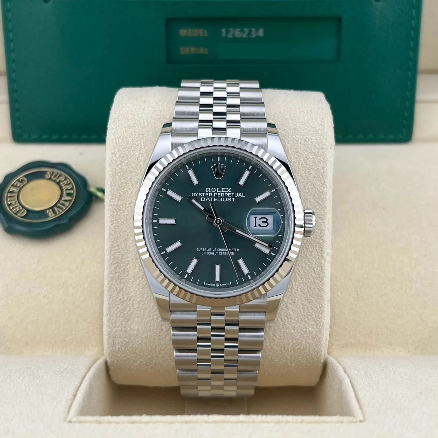 2024 Rolex Datejust 36 Steel / Fluted / Mint Green / Jubilee 126234-0051 Listing Image 3