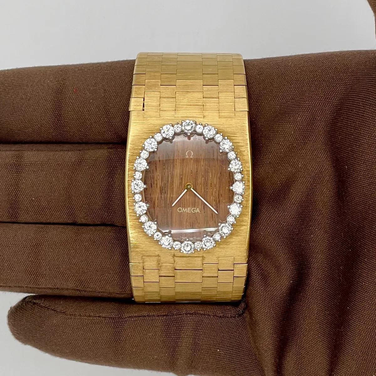 Omega Yellow Gold / Diamond-Set / Wood / Bracelet Wide 1970s Wood