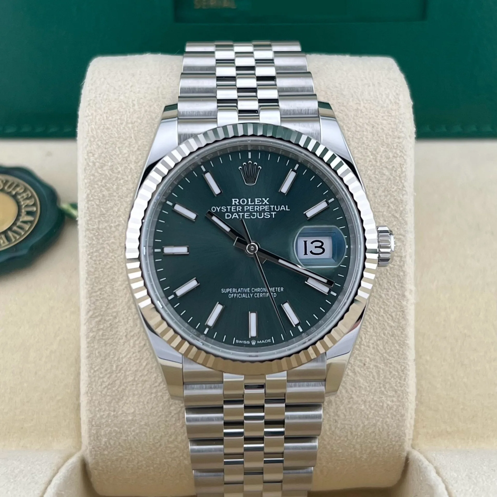 2025 Rolex Datejust 36 Steel / Fluted / Mint Green / Jubilee 126234-0051 Listing Image