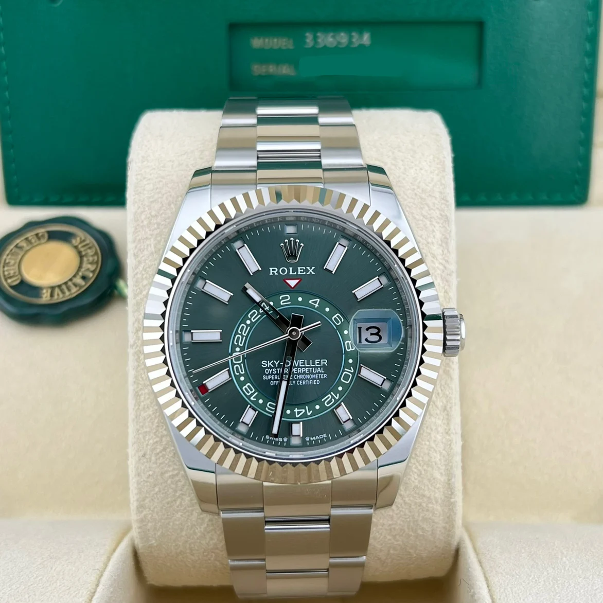 2025 Rolex Sky-Dweller 42 Steel / Fluted / Green / Oyster 336934-0001 Listing Image
