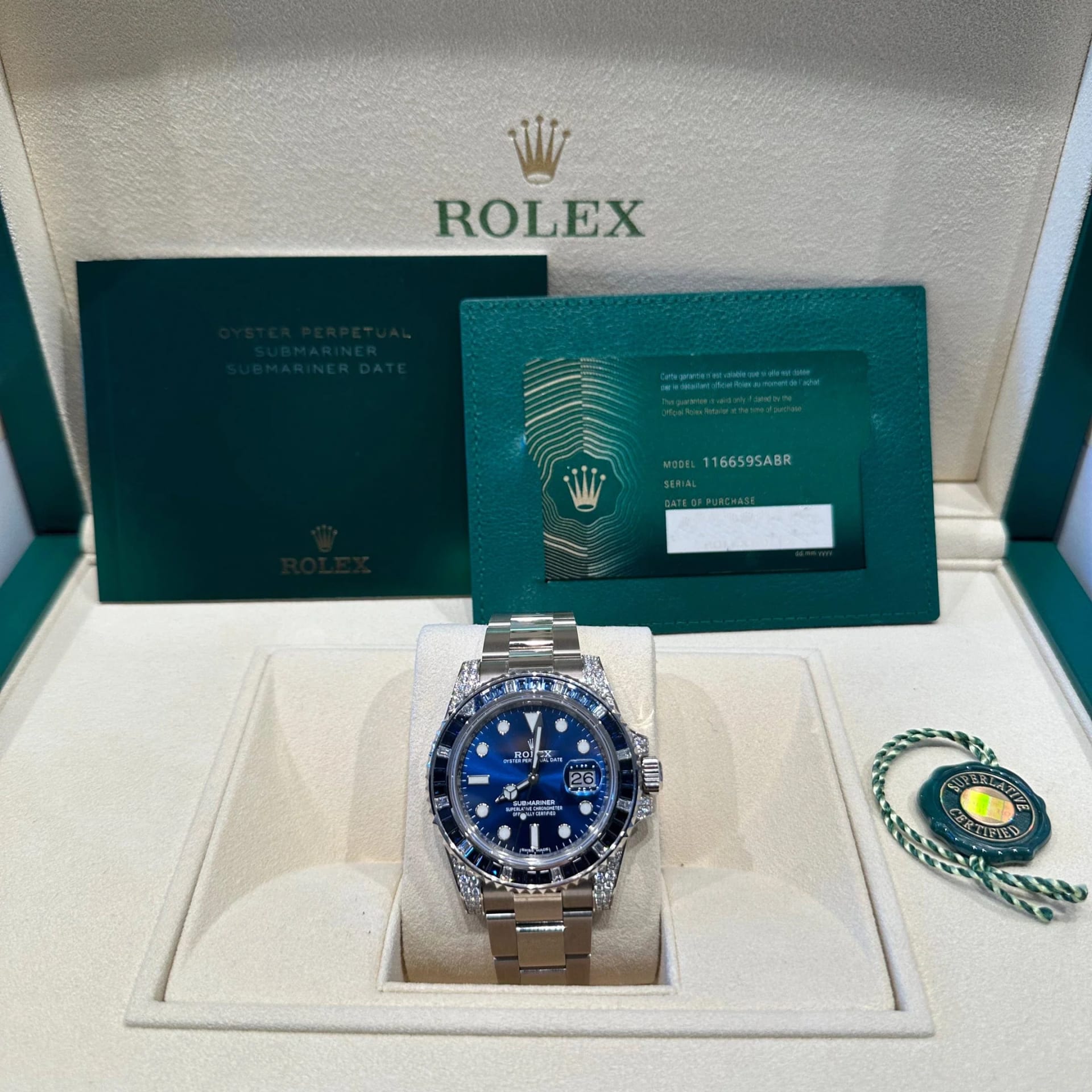 Rolex Submariner Date White Gold Diamond-Set Baguette Diamond