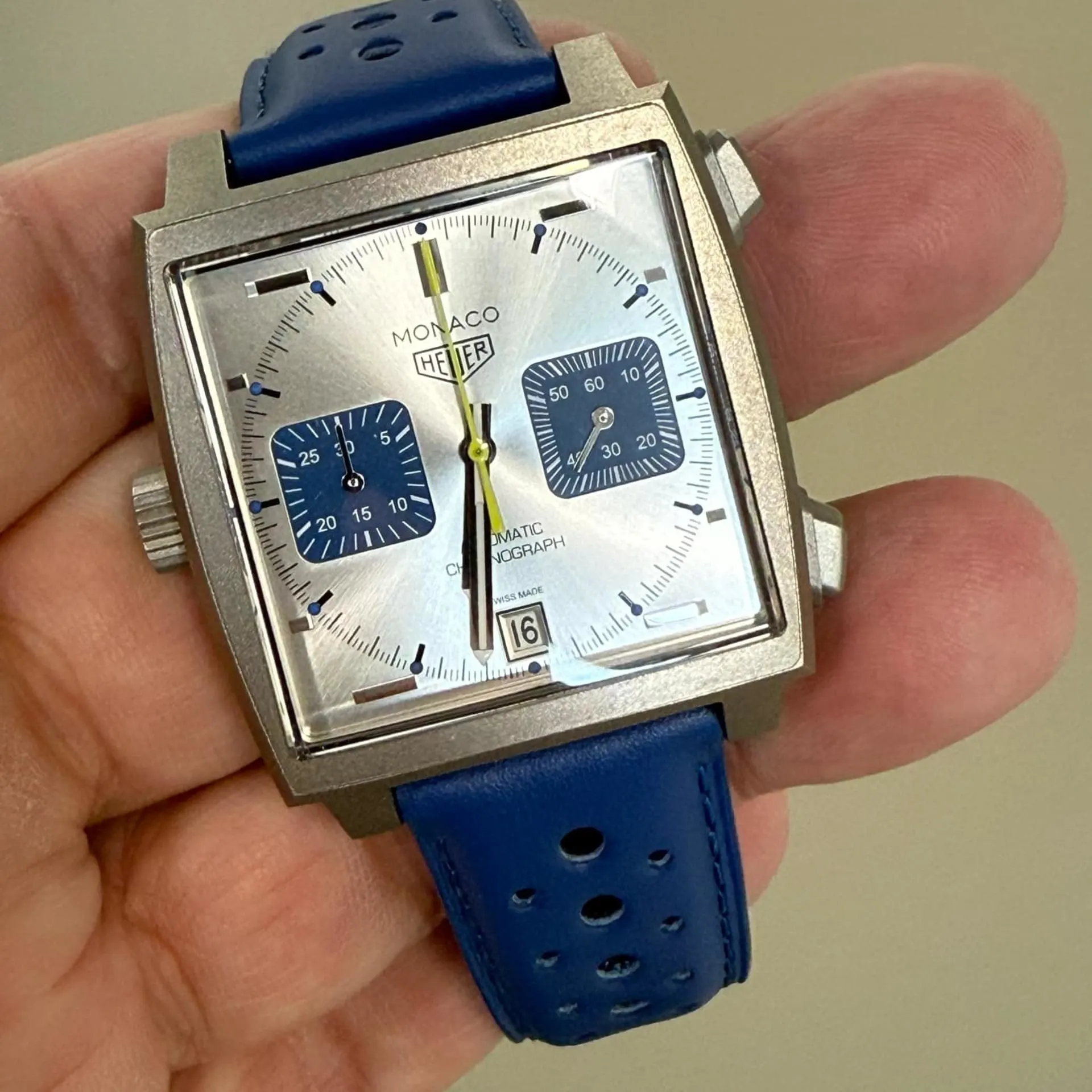 2024 Tag Heuer Monaco Racing Blue Titanium Silvered Strap Limited to  1000 Pieces