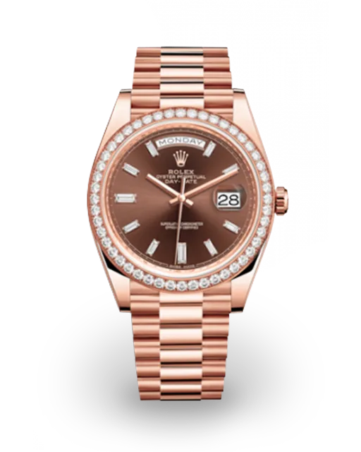 Rolex Day-Date 40 Rose Gold / Baguette Diamond-Set / Chocolate / Baguette Diamond-Set 228345RBR-0006  Model Image