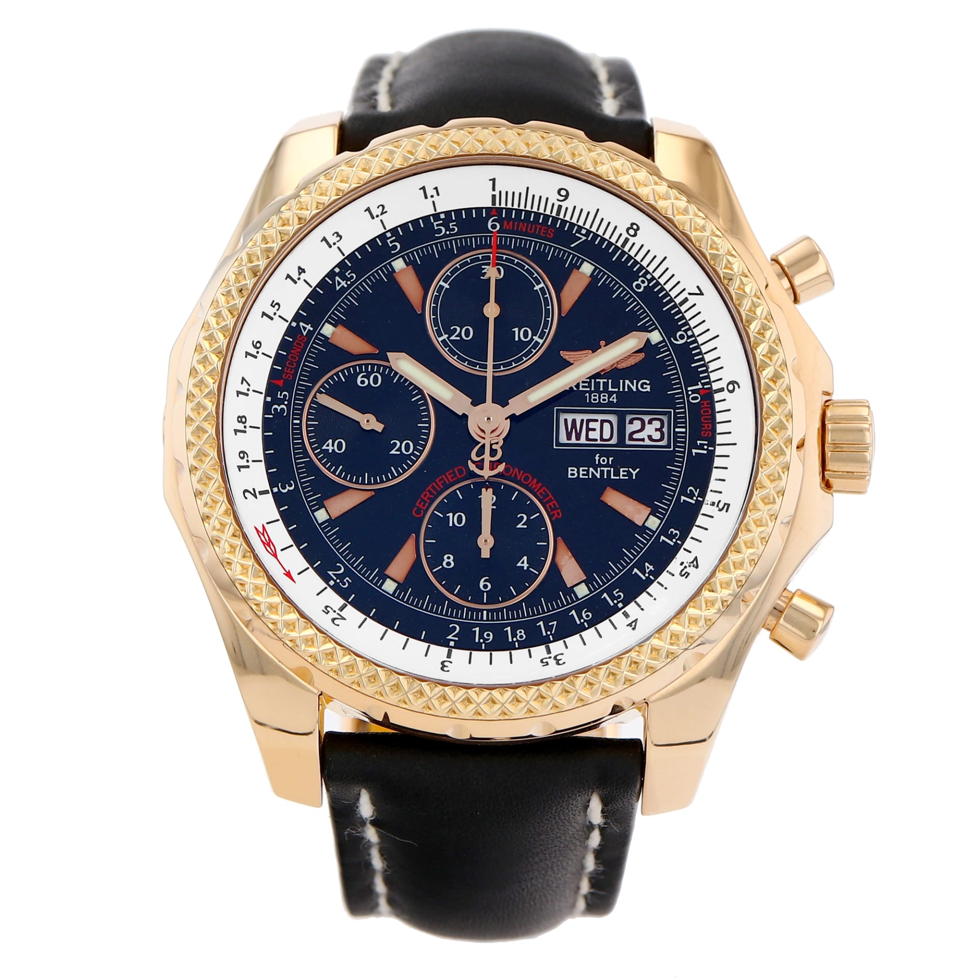 Breitling Bentley Continental GT 46 Yellow Gold / Black / Strap - Limited  to 500 Pieces H13363 Watches | Bezel