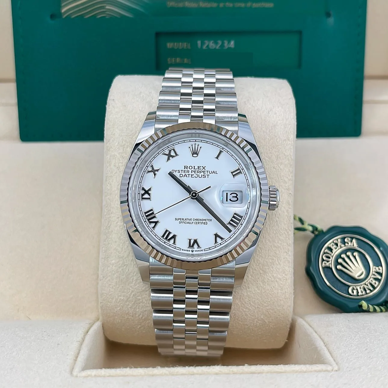 2022 Rolex Datejust 36 Fluted / White / Roman / Jubilee 126234-0025 Listing Image 2