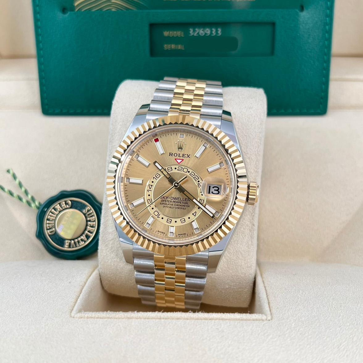 新発売 Champagne / Two-Tone Sky-Dweller Rolex 2022 / 326933 Jubilee アイドル