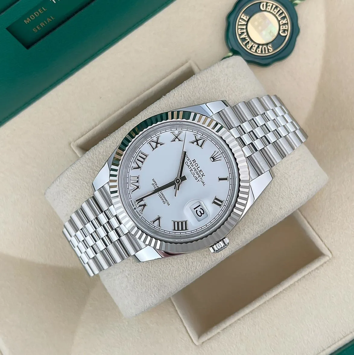 2024 Rolex Datejust 41 Fluted / White / Roman / Jubilee 126334-0024 Listing Image 4