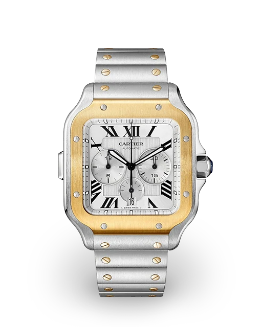 Cartier Santos de Cartier XL Two-Tone / Silvered / Roman / Bracelet W2SA0008   Model Image