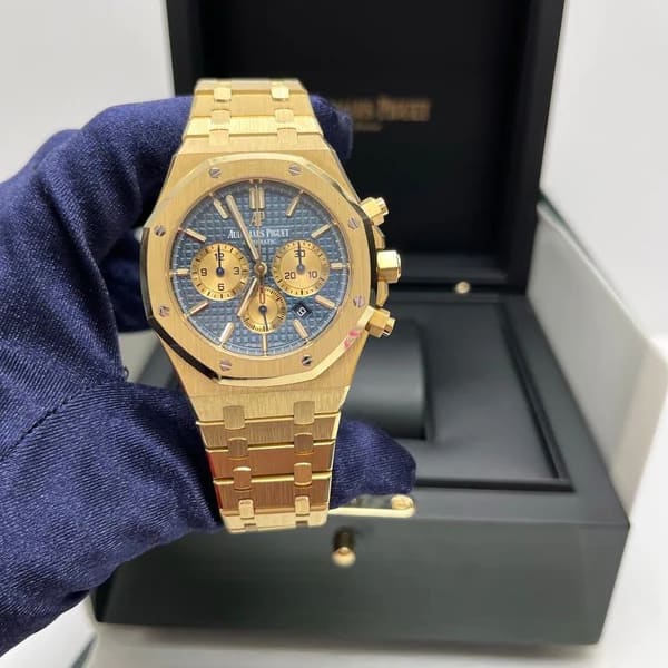 Audemars Piguet Royal Oak Chronograph 26320BA 41MM Blue Dial With Yell -  OMI Jewelry